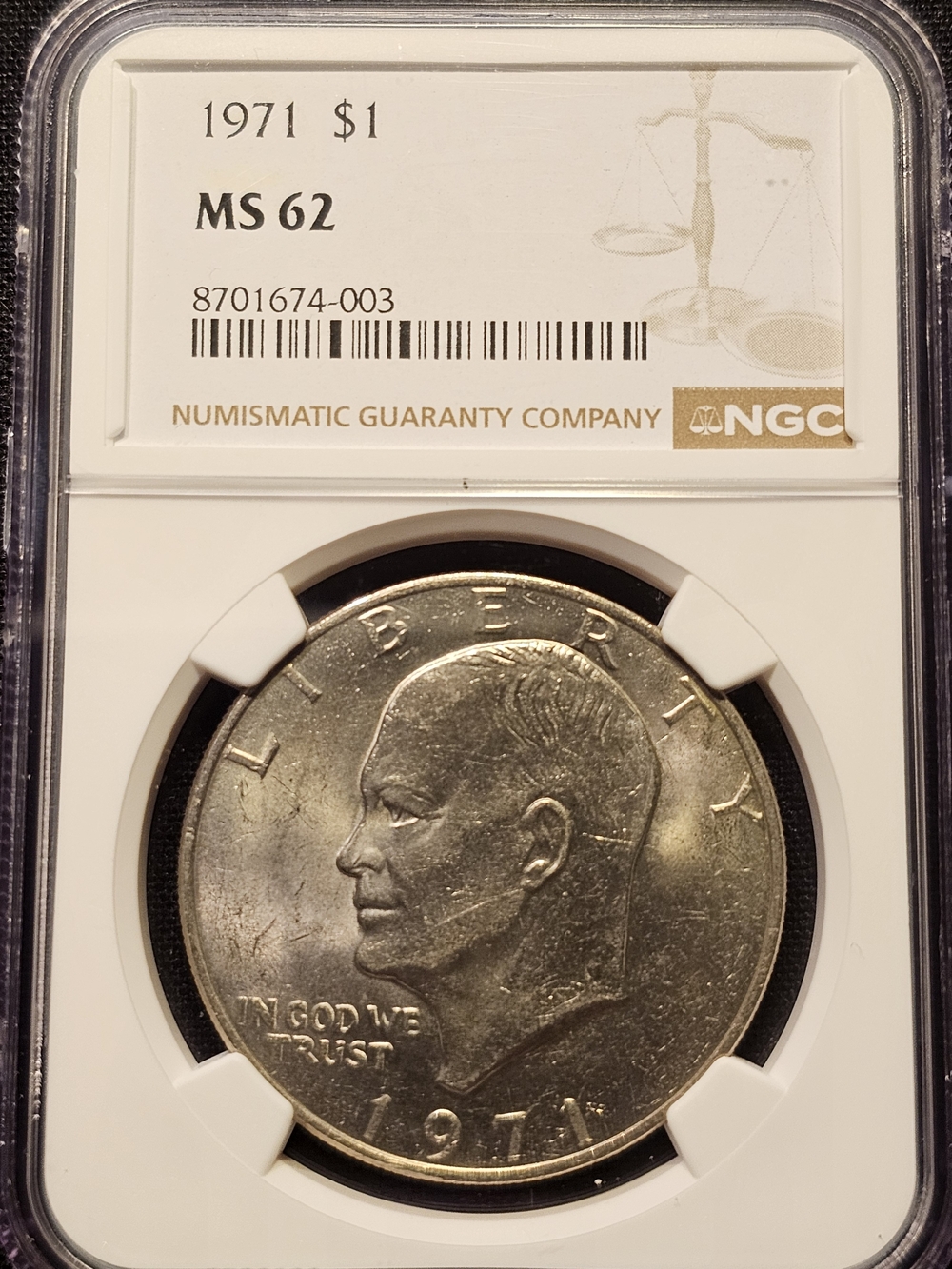 Graded 1971 Eisenhower Silver Clad Dollar - MS 62